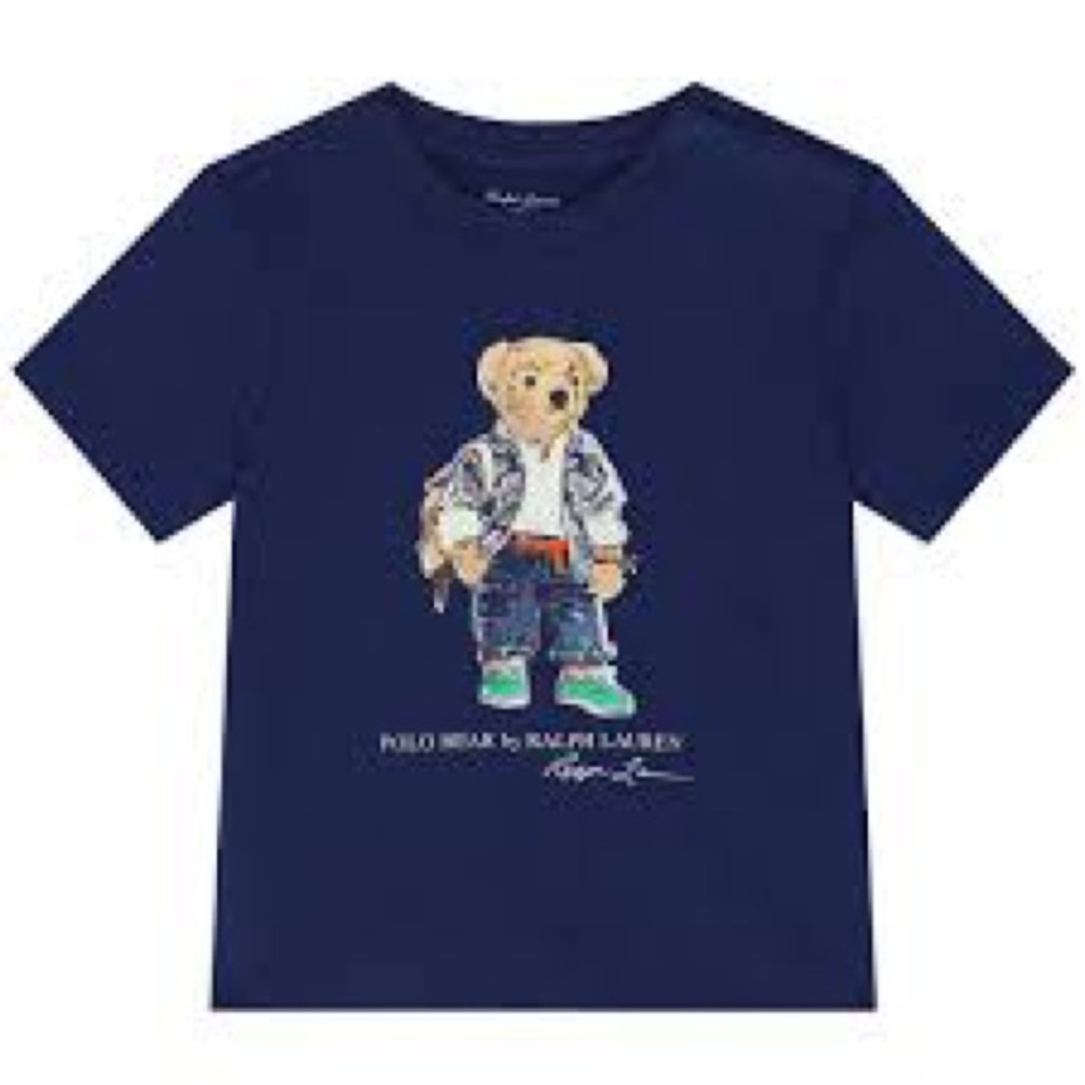 Ralph Lauren Kids Navy T-Shirt with Bear Graphic